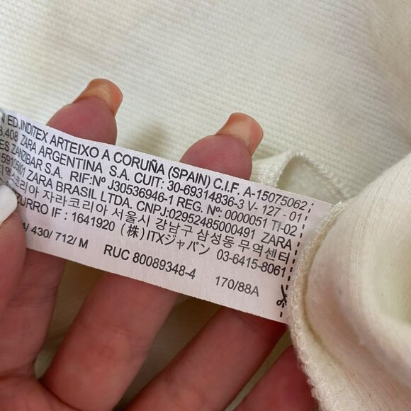 Zara White Turtleneck Sweater Top‎ Loose Fit Long Sleeves Minimalist Medium - Picture 14 of 16